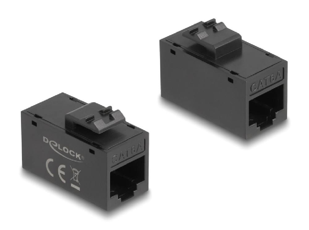 DELOCK Keystone module RJ45 90638, θηλυκό σε θηλυκό, Cat 6A UTP, μαύρο