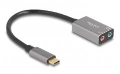 DELOCK εξωτερική κάρτα ήχου 67071, 2x 3.5mm, USB-C σύνδεση, γκρι