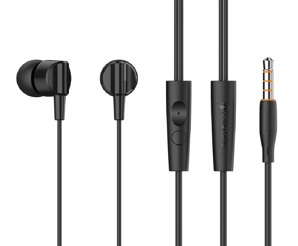 CELEBRAT earphones με μικρόφωνο G35, 3.5mm σύνδεση, 10mm, 1.2m, μαύρα