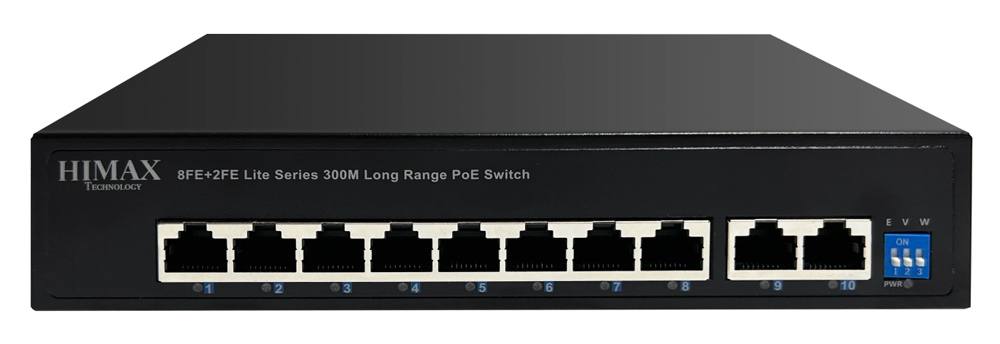 HIMAX PoE switch PS1802E-L, 8x Ethernet PoE & 2x Ethernet θύρες, έως 100Mbps