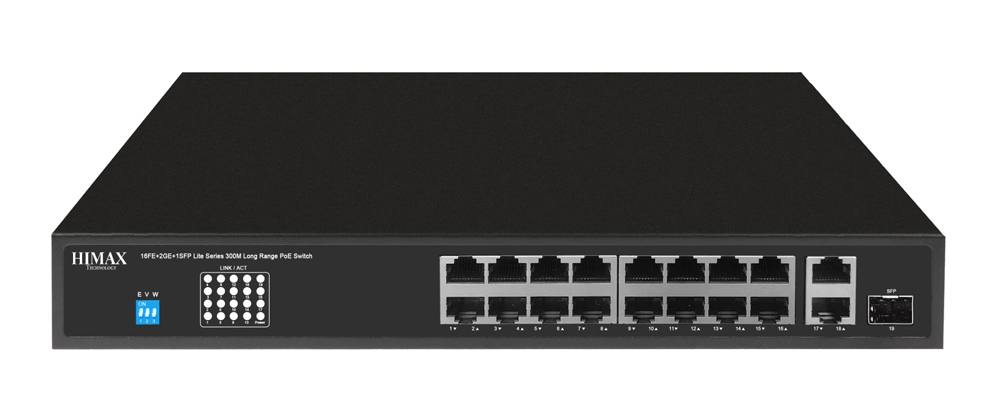 HIMAX PoE switch PS11602FE-L, 16x Ethernet PoE/2x Ethernet/2x SFP θύρες, έως 1000Mbps
