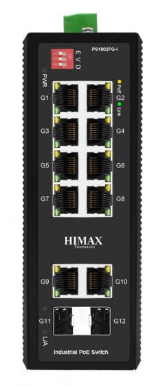 HIMAX industrial PoE switch PS1802FG-I, 8x GE PoE/2x GE/2x GF SFP θύρες, έως 1000Mbps