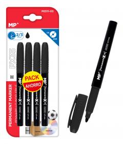 MP ανεξίτηλος μαρκαδόρος PE511-03, 2/3mm, μαύρος, 4τμχ