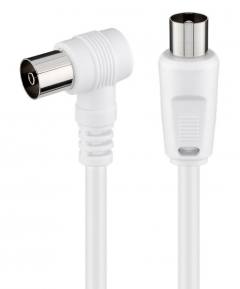 POWERTECH καλώδιο κεραίας RF αρσενικό - RF θηλυκό CAB-V040, γωνιακό, λευκό, 1.5m