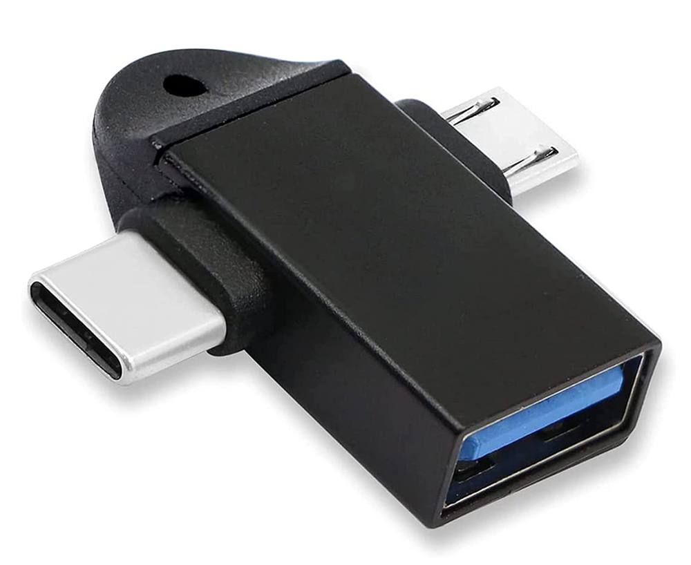 POWERTECH αντάπτορας USB σε USB-C & micro USB CAB-UC090, 5Gbps, μαύρος