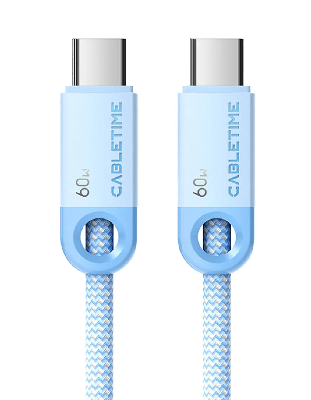 CABLETIME καλώδιο USB-C CT-CM60-PBW, 60W PD, 480Mbps, 0.25m, μπλε
