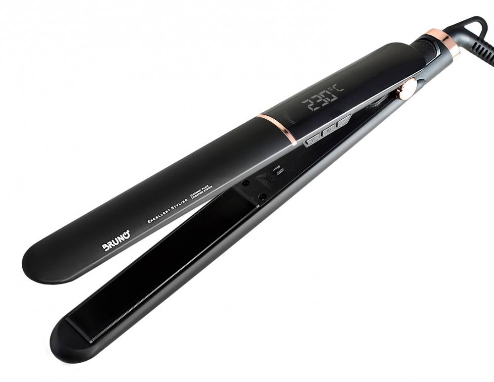 BRUNO BRN-0219 Ισιωτική πρέσα μαλλιών με κεραμικές πλάκες, 50W, ψηφιακή ένδειξη, black-copper