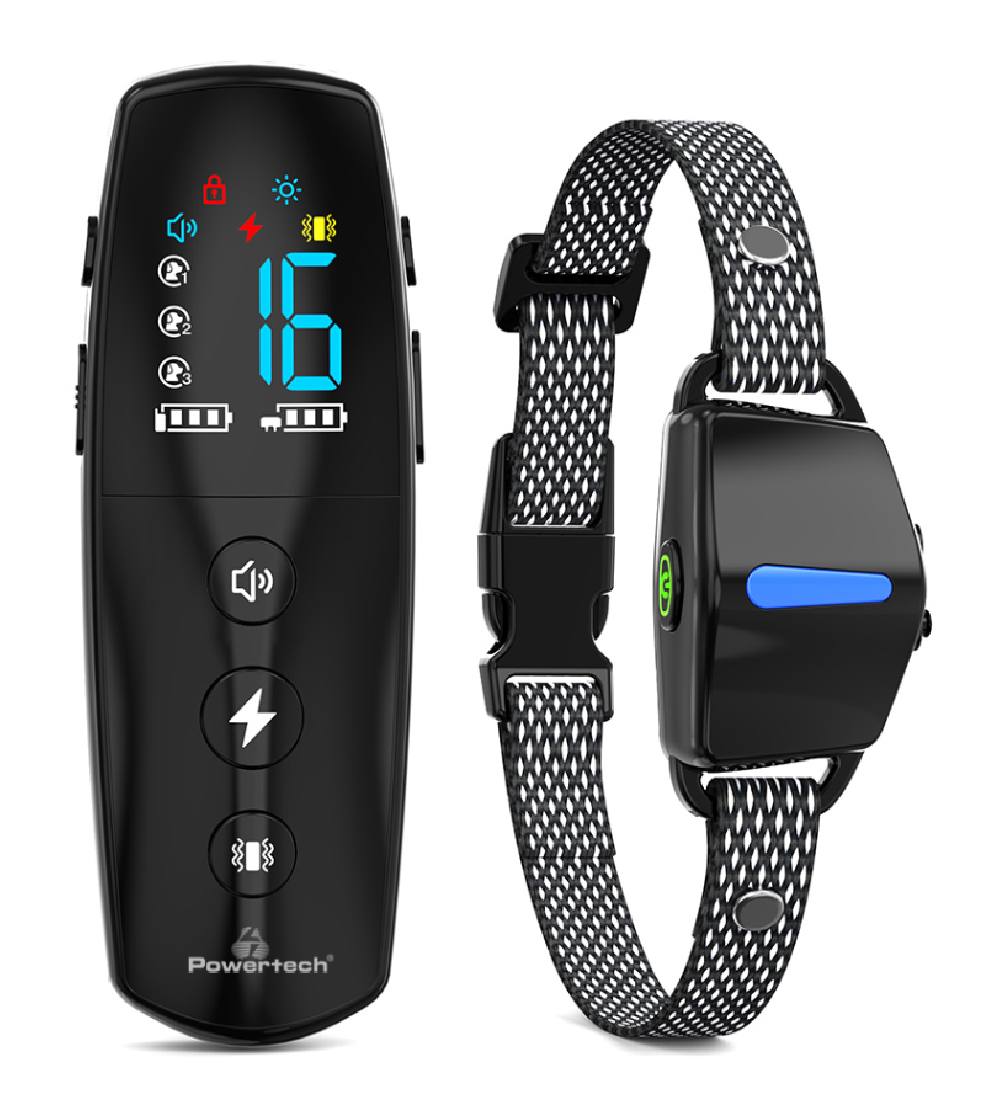 POWERTECH ηλεκτρικό κολάρο εκπαίδευσης σκύλου PT-1398 με ασύρματο χειριστήριο, εμβέλεια 800m