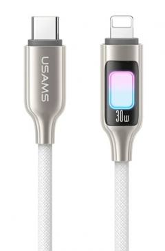 USAMS καλώδιο Lightning σε USB-C SJ749, 30W, 480Mbps, 1.2m, λευκό