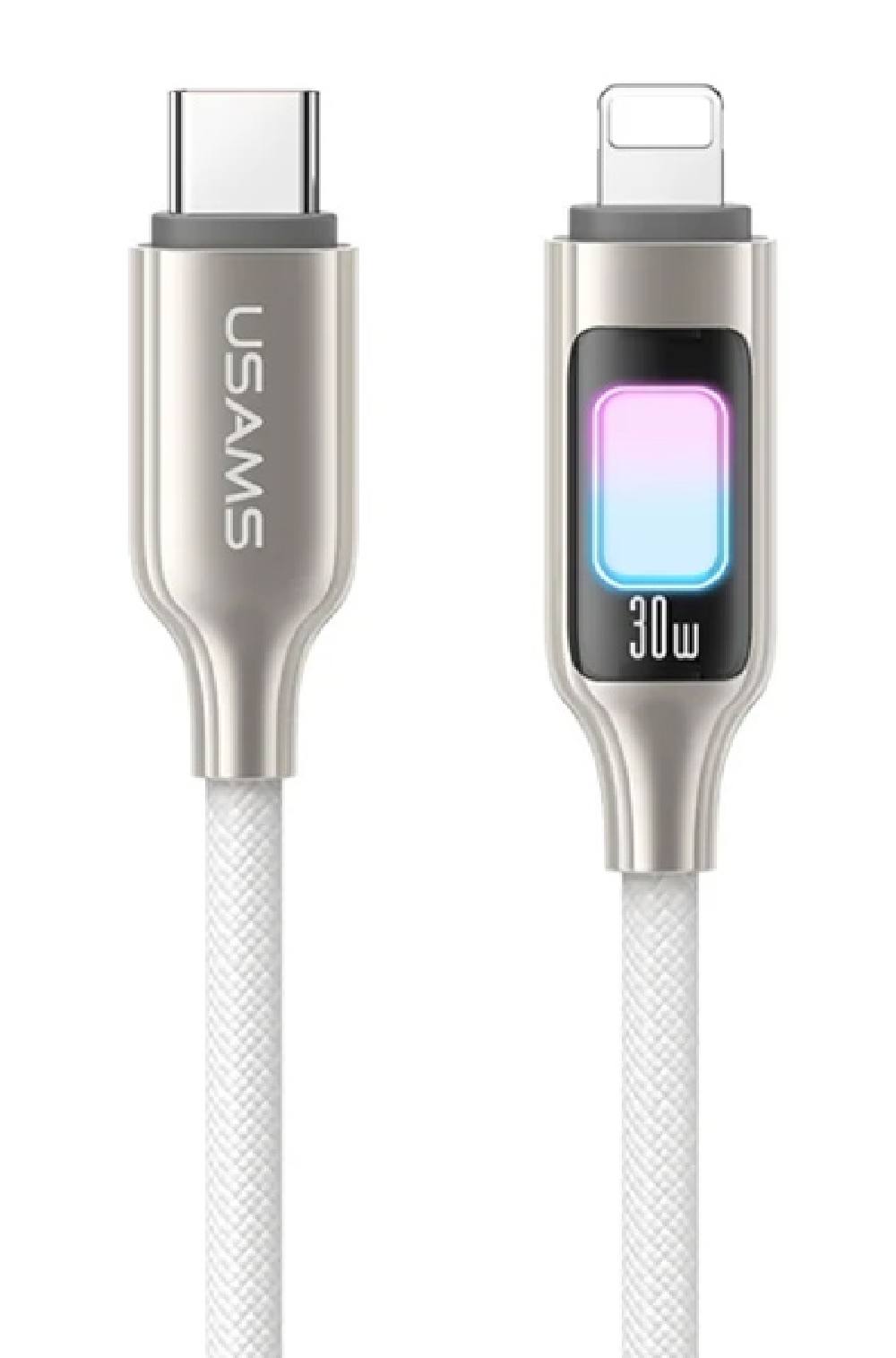 USAMS καλώδιο Lightning σε USB-C SJ749, 30W, 480Mbps, 1.2m, λευκό