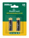 POWERTECH επαναφορτιζόμενες μπαταρίες NI-MH PT-1404, AA, 2600mah, 1.2V, 2τμχ