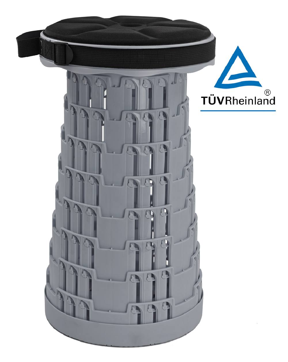 POWERTECH πτυσσόμενο καρεκλάκι HUH-0236 με μαξιλάρι, αντοχή έως 250kg, 25.5x45cm, γκρι
