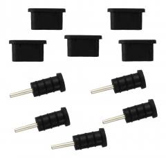 Σετ καλύμματα προστασίας για θύρα USB-C & 3.5mm AK327, μαύρο, 10τμχ