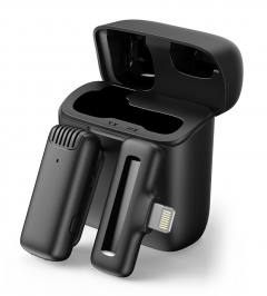 APEXEL ασύρματο μικρόφωνο APL-MIC013 με θήκη φόρτισης, Lightning, 2.4GHz, μαύρο