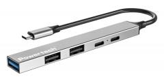 POWERTECH USB hub PT-1414, 5x θυρών, USB 3.2, 5Gbps, 100W, USB-C σύνδεση, γκρι