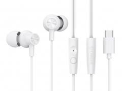 CELEBRAT earphones με μικρόφωνο G38, USB-C σύνδεση, 10mm, 1.2m, λευκά