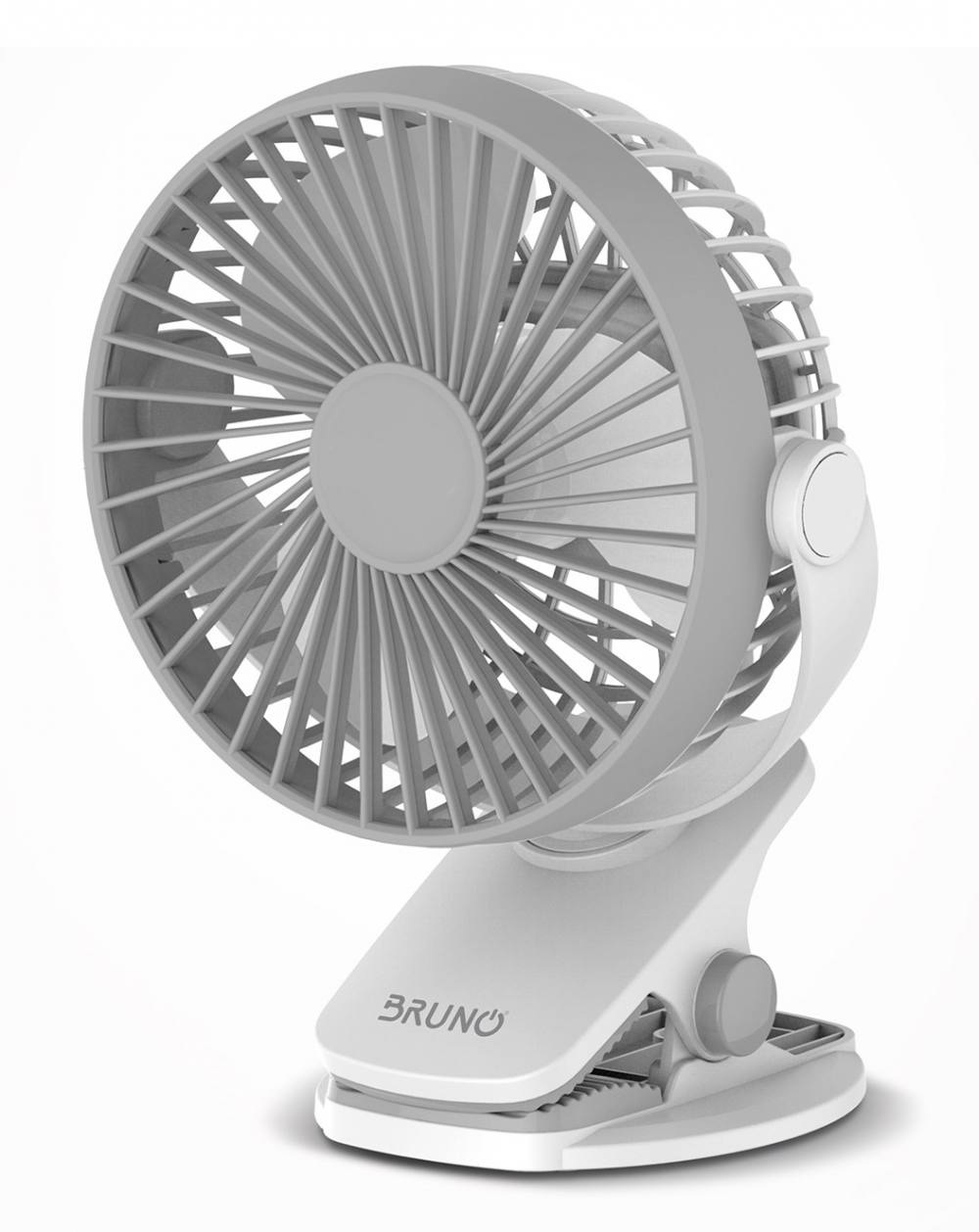 BRUNO BRN-0230 Ανεμιστήρας με κλίπ επαναφορτιζόμενος, λευκός-γκρί