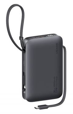 USAMS power bank CD228 με 2x καλώδια, 2x θύρες εξόδου, 10000mAh, 20W, γκρι