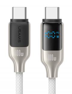 USAMS καλώδιο USB-C SJ742, 100W, 480Mbps, 1.2m, λευκό