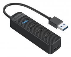 ORICO USB hub TWU32-4A, 4x θυρών, USB 3.0, 5Gbps, USB σύνδεση, έξτρα τροφοδοσία, μαύρο