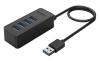 ORICO USB hub W5P-U3, 4x θυρών, USB 3.0, 5Gbps, USB σύνδεση, 1m καλώδιο, μαύρο