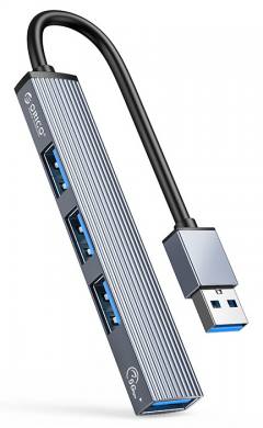 ORICO USB hub AH-A13, 4x θυρών, USB 3.0, 5Gbps, USB σύνδεση, γκρι