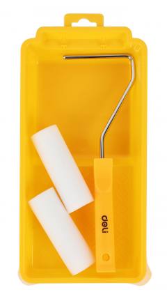 DELI σετ βαφής DL509704, 2x ρολά/λαβή/σκάφη, πολυεστερικός αφρός, 10mm, 100mm, 4τμχ