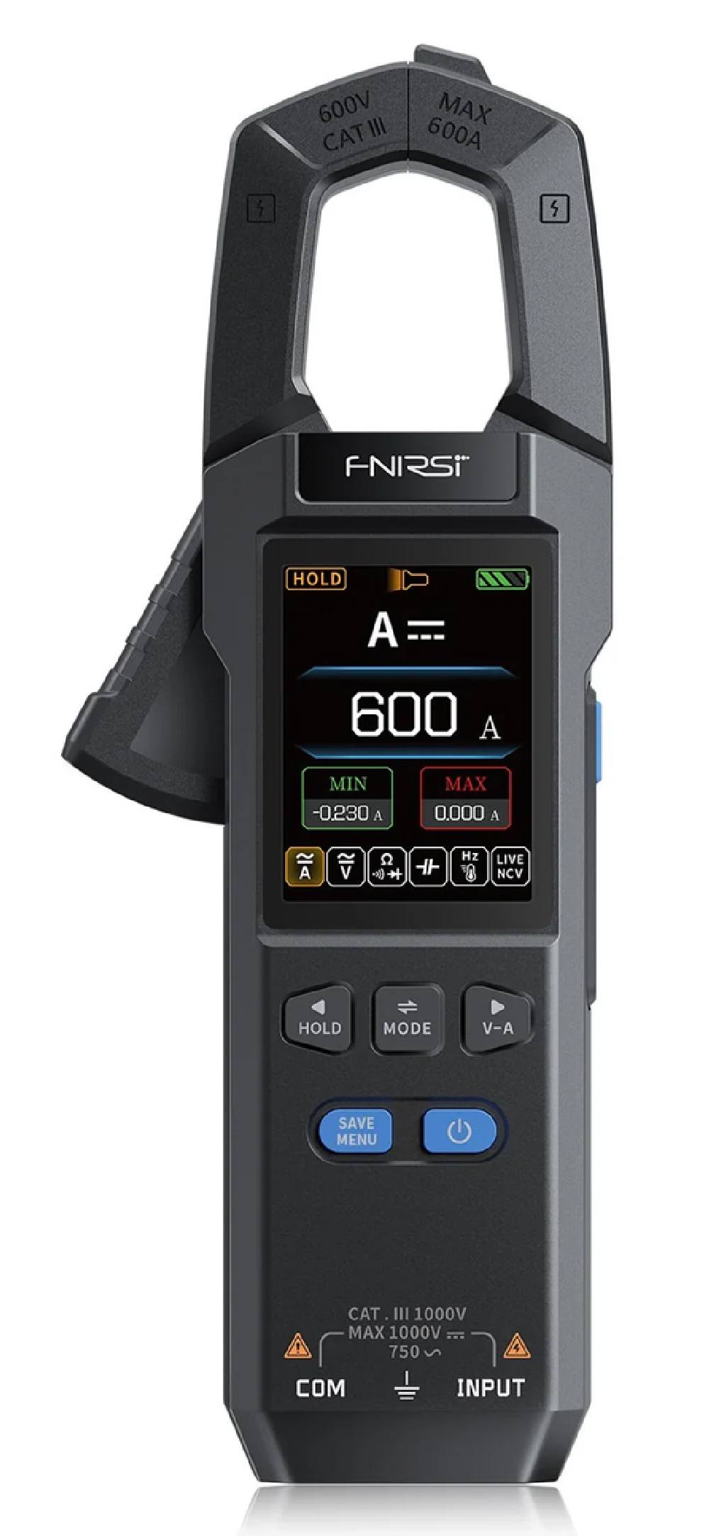 FNIRSI ψηφιακή αμπεροτσιμπίδα/πολύμετρο DMC-100, 600A AC/DC, NCV, True RMS, επαναφορτιζόμενη