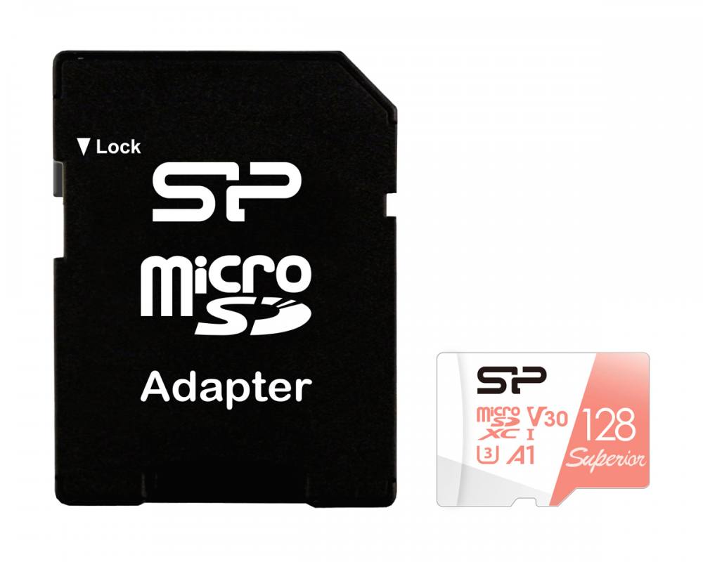 SILICON POWER κάρτα μνήμης microSDXC Superior, 128GB, C10 UHS-I U3 A1 V30