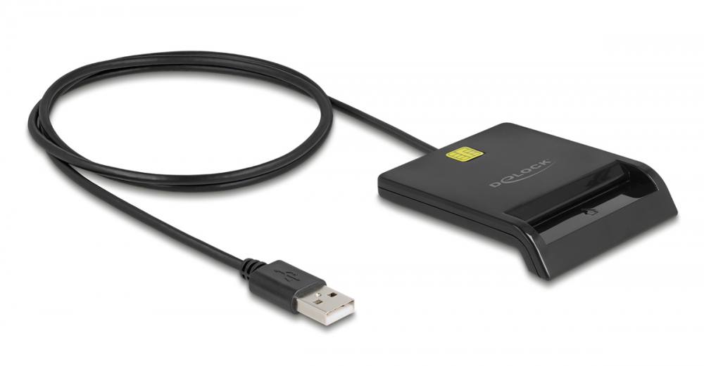 DELOCK card reader 91724 για smart card, USB σύνδεση, 480Mbps, μαύρο