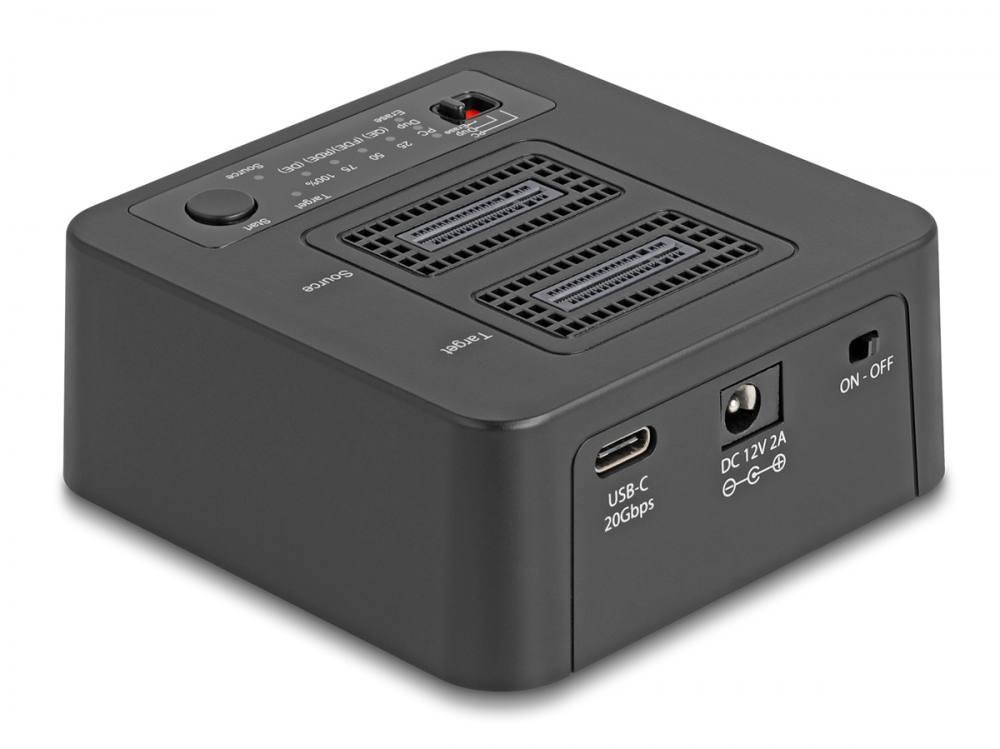 DELOCK docking station για M.2 NVMe SSD 64300, 2 θέσεων, 20Gbps, clone/erase function, μαύρο