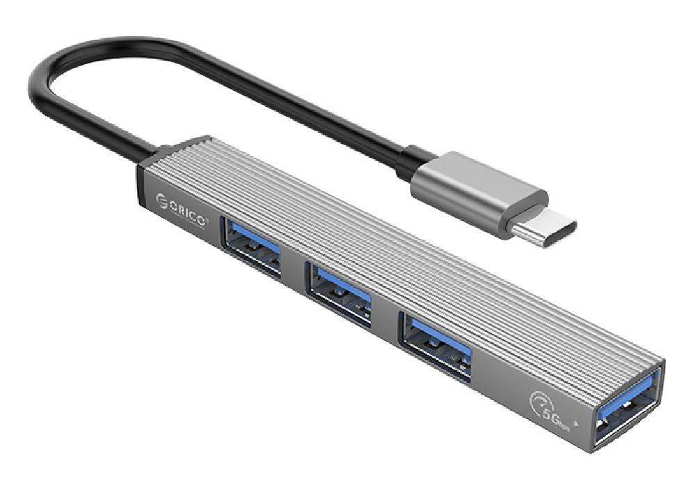 ORICO USB hub AH-13, 4x θυρών, USB 3.0, 5Gbps, USB-C σύνδεση, γκρι