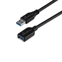 MediaRange USB Extension Cable, USB-A Plug to USB-A Socket, USB 3.0, 5 GB/s Data Transfer Rate, 5m, Black (MRCS241)