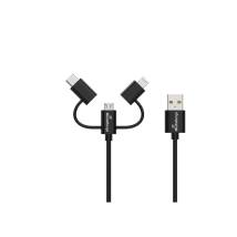 MediaRange 3-in-1 Charge and Sync Cable, micro USB, USB Type-C® and Apple Lightning® Connectors, USB 2.0 480 Mbps, 12W max., 1.0