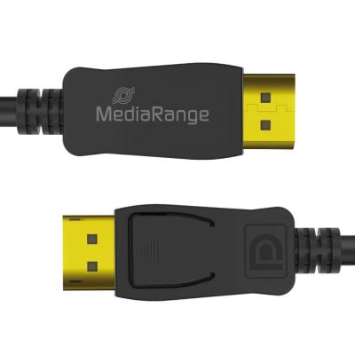 MediaRange DisplayPort Cable, Ver. 2.1, 40 Gbps, 4k@120Hz, 8k@60Hz, True Color 24 Bit, Deep Color 30 Bit, HDR, HDCP 2.2, 2.0m, 