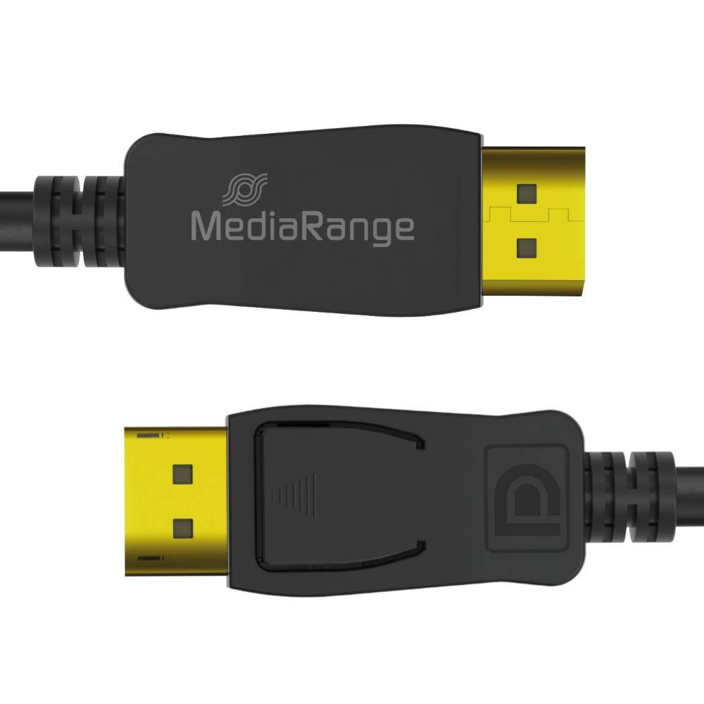 MediaRange DisplayPort Cable, Ver. 2.1, 40 Gbps, 4k@120Hz, 8k@60Hz, True Color 24 Bit, Deep Color 30 Bit, HDR, HDCP 2.2, 2.0m, 