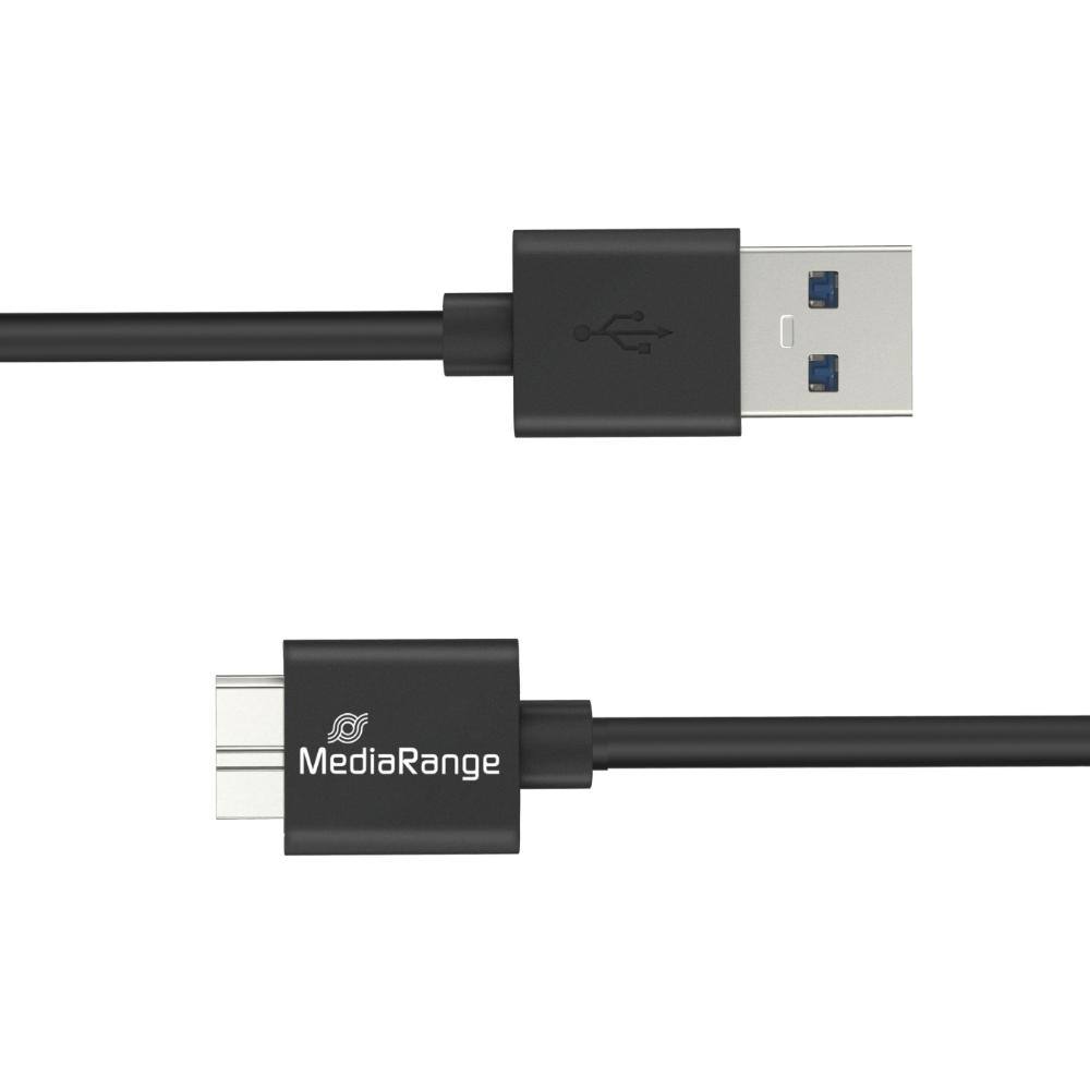 MediaRange USB-A to Micro-B USB 3.0 Charge and Sync Cable, USB 3.0, 5 Gbps, 5W max., 50cm, Black (MRCS239)