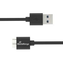 MediaRange USB-A to Micro-B USB 3.0 Charge and Sync Cable, USB 3.0, 5 Gbps, 5W max., 50cm, Black (MRCS239)