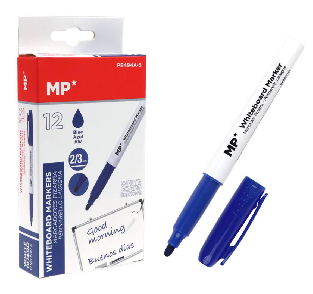 MP Μαρκαδόρος ασπροπίνακα PE494A-S, πάχος μύτης 2-3mm, μπλε, 12τμχ