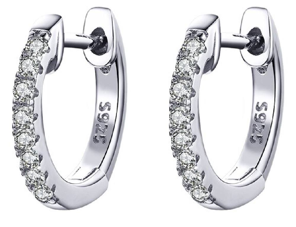 BAMOER σκουλαρίκια κρίκος SCE498-A με κυβική ζιρκόνια, ασήμι 925, ασημί