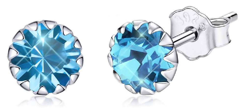 BAMOER σκουλαρίκια καρφωτά SCE862-12 με κυβική ζιρκόνια, ασήμι 925, μπλε