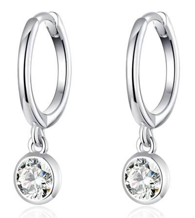 BAMOER σκουλαρίκια κρίκος SCE830 με κυβική ζιρκόνια, ασήμι 925, ασημί