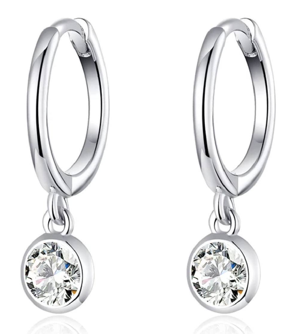 BAMOER σκουλαρίκια κρίκος SCE830 με κυβική ζιρκόνια, ασήμι 925, ασημί