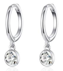 BAMOER σκουλαρίκια κρίκος SCE830 με κυβική ζιρκόνια, ασήμι 925, ασημί