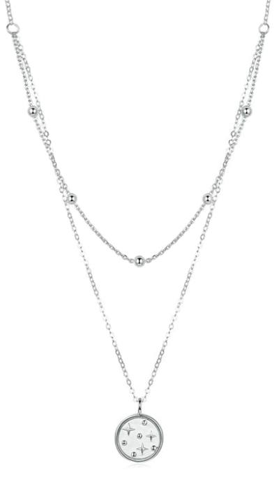 BAMOER κολιέ SCN365 δυο σειρών, ασήμι 925, ασημί