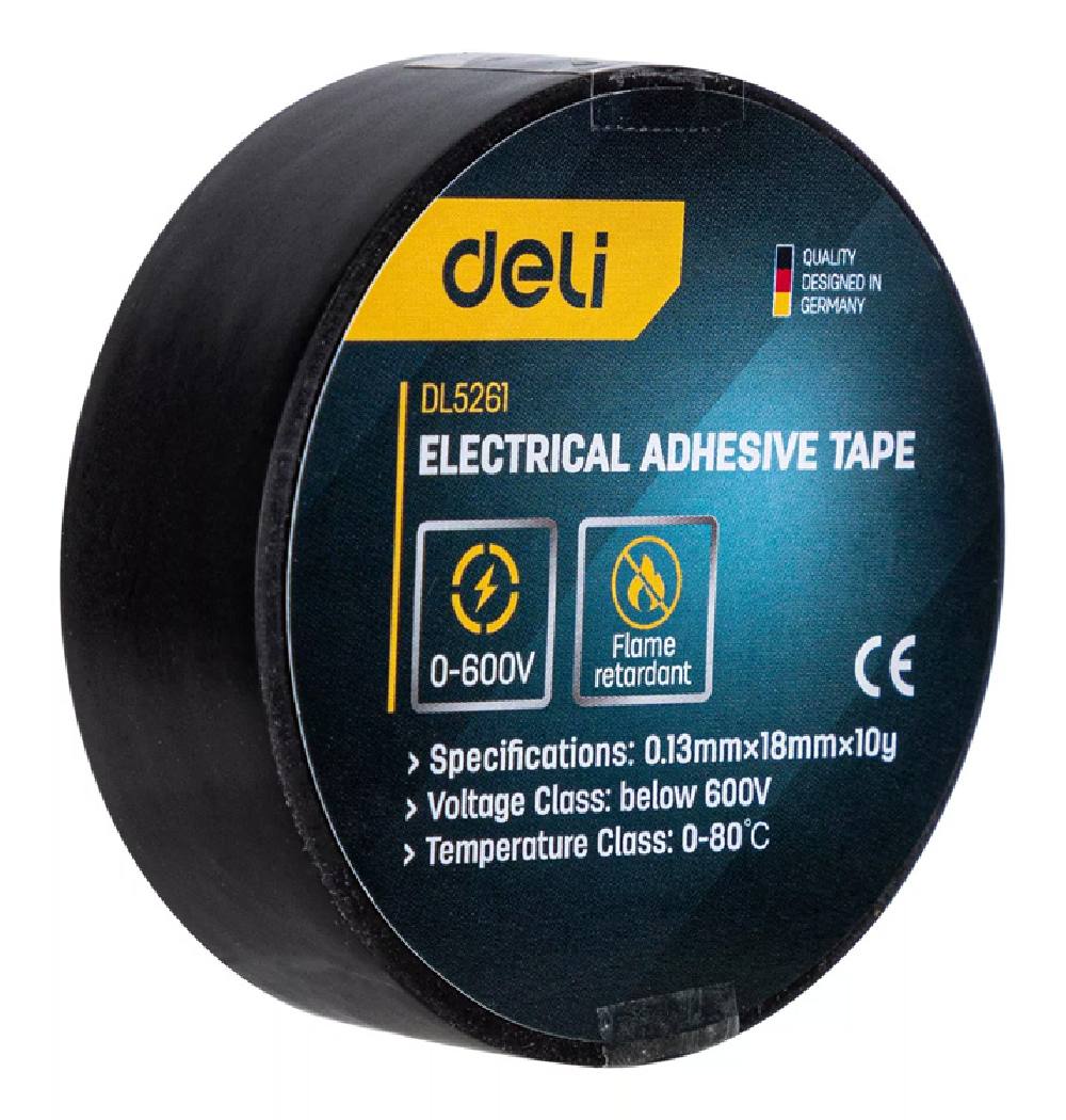 DELI μονωτική ταινία υψηλής αντοχής DL5261, 18mm x 9.15m, μαύρη