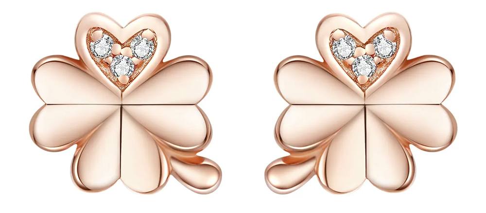 BAMOER σκουλαρίκια καρφωτά BSE233, κυβική ζιρκόνια, ασήμι 925, ροζ χρυσό