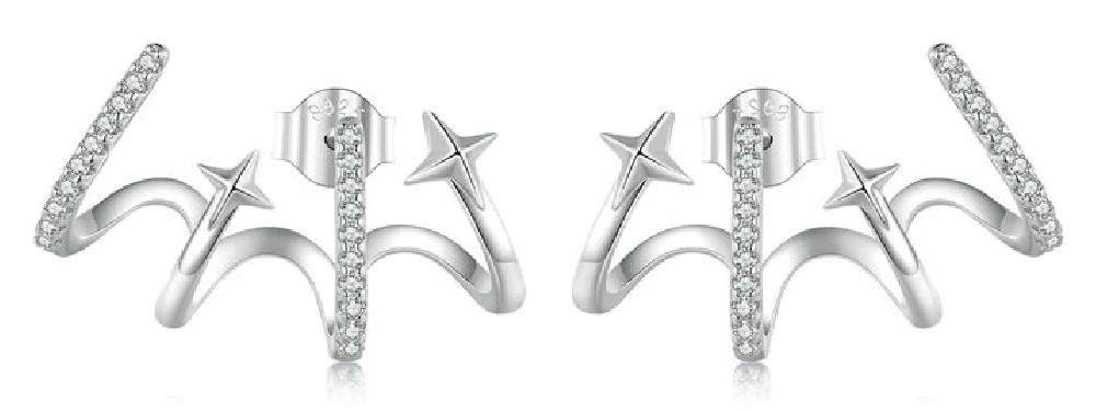 BAMOER σκουλαρίκια καρφωτά YIE223 με κυβική ζιρκόνια, ασήμι 925, ασημί