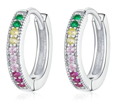 BAMOER σκουλαρίκια κρίκοι BSE459, κυβική ζιρκόνια, ασήμι 925, ασημί