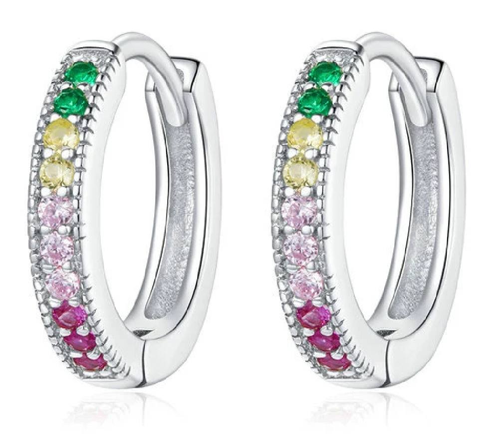 BAMOER σκουλαρίκια κρίκοι BSE459, κυβική ζιρκόνια, ασήμι 925, ασημί